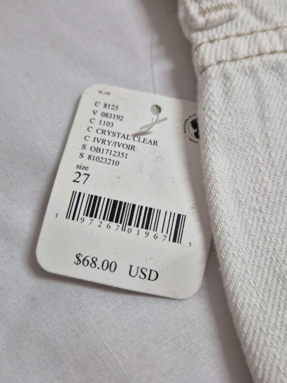 Free People Women's Shorts Size 27 Ivory Denim Raw Hem Fly Botón. 36 - Picture 7 of 13